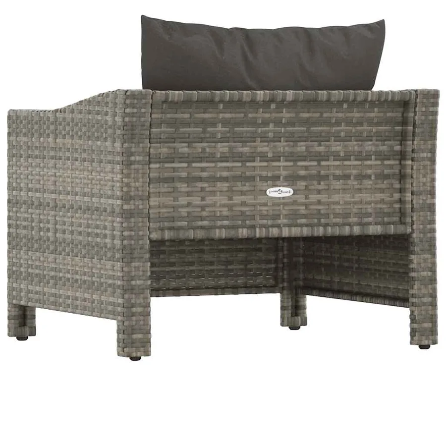Fauteuil de jardin avec coussin en polyrotin gris - 6
