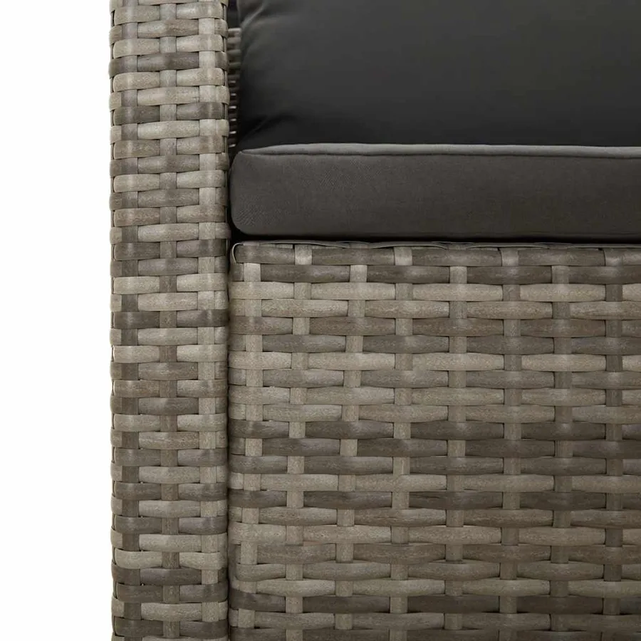 Fauteuil de jardin avec coussin en polyrotin gris - 7
