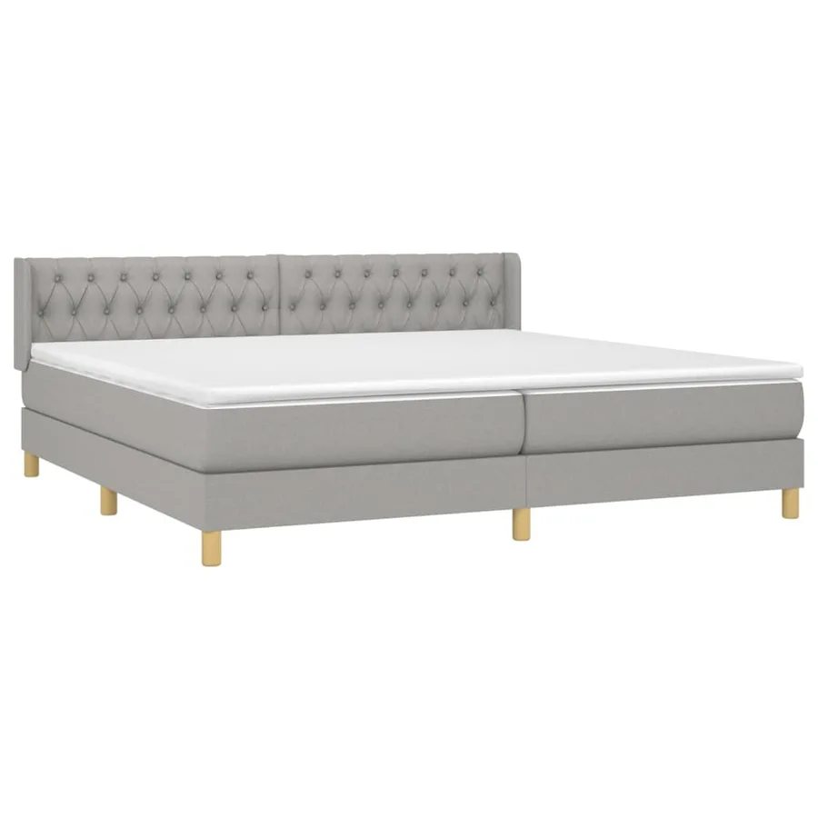Sommier à lattes de lit avec matelas Gris clair 200x200cm Tissu - 3