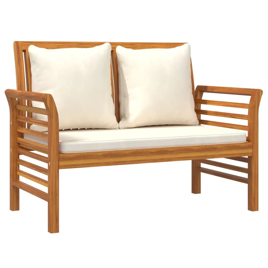 Salon de jardin avec coussins blanc crème 2 pcs Bois massif - 4