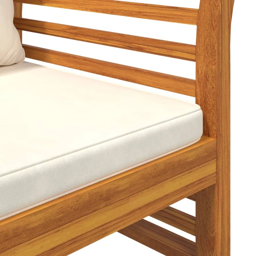 Salon de jardin avec coussins blanc crème 2 pcs Bois massif - 8