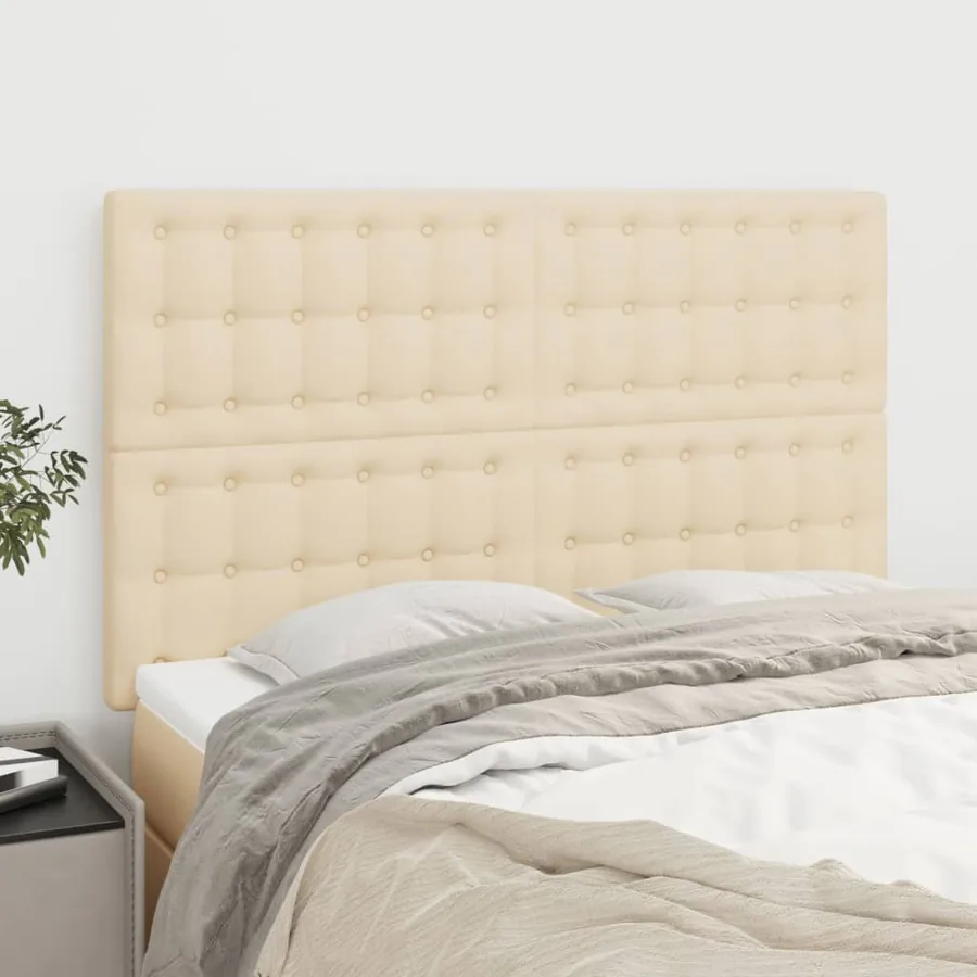 Tête de lit Crème 144x5x118/128 cm Tissu