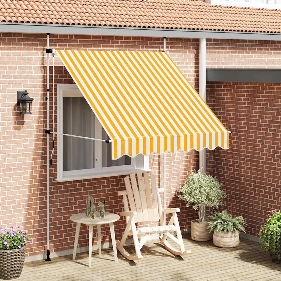 Auvent rétractable manuel 200 cm Rayures oranges et blanches