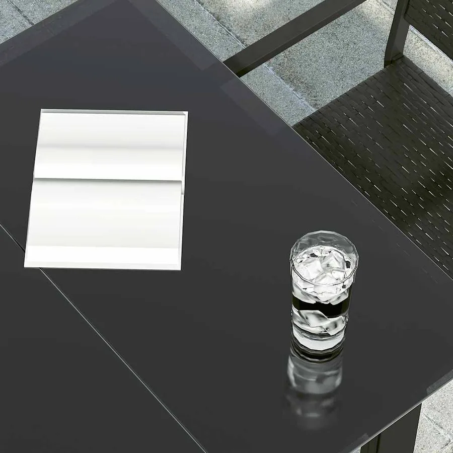 Table à dîner de jardin Noir 160x80x74 cm Acier et verre trempé - 4