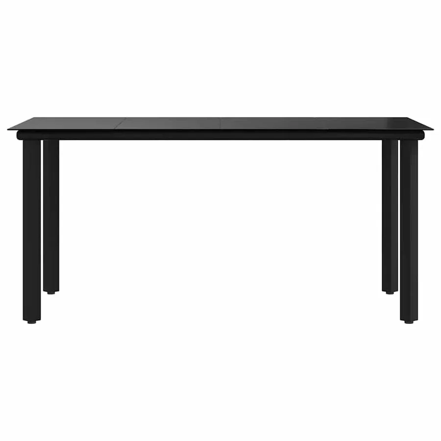 Table à dîner de jardin Noir 160x80x74 cm Acier et verre trempé - 5