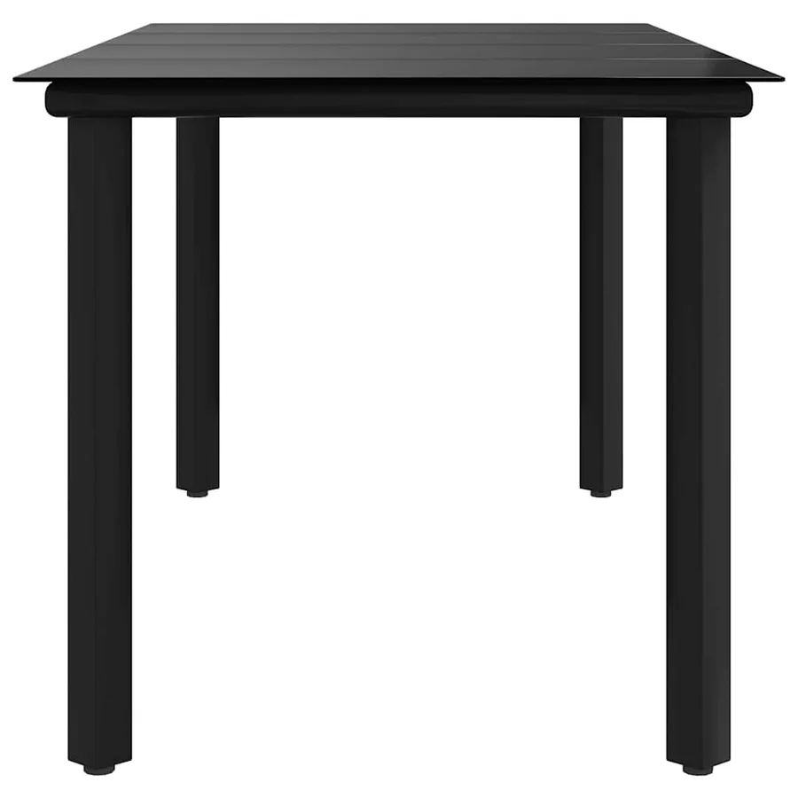 Table à dîner de jardin Noir 160x80x74 cm Acier et verre trempé - 6