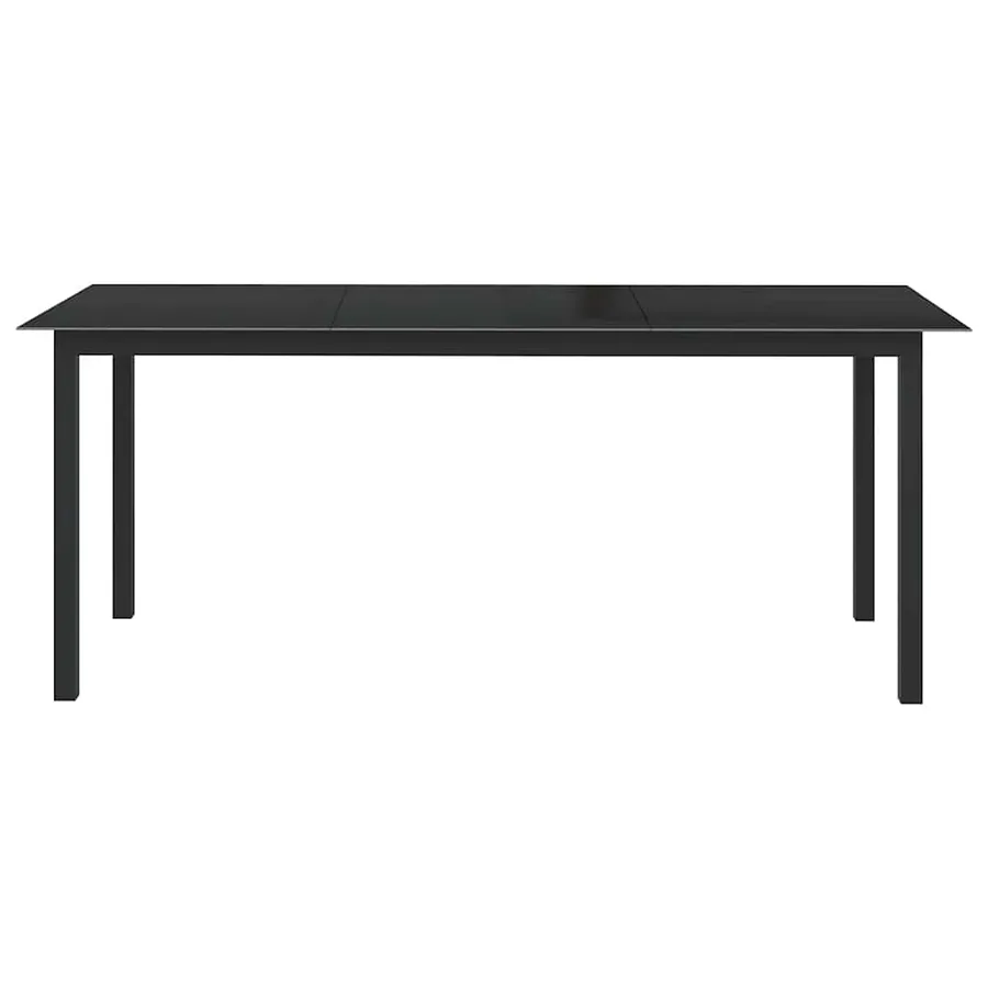 Table de jardin Noir 190x90x74 cm Aluminium et verre - 2