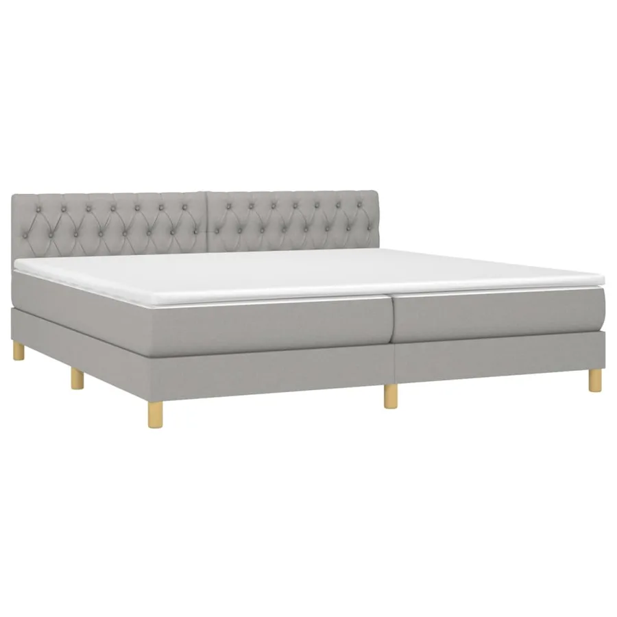Sommier à lattes de lit matelas LED Gris clair 200x200 cm Tissu - 3