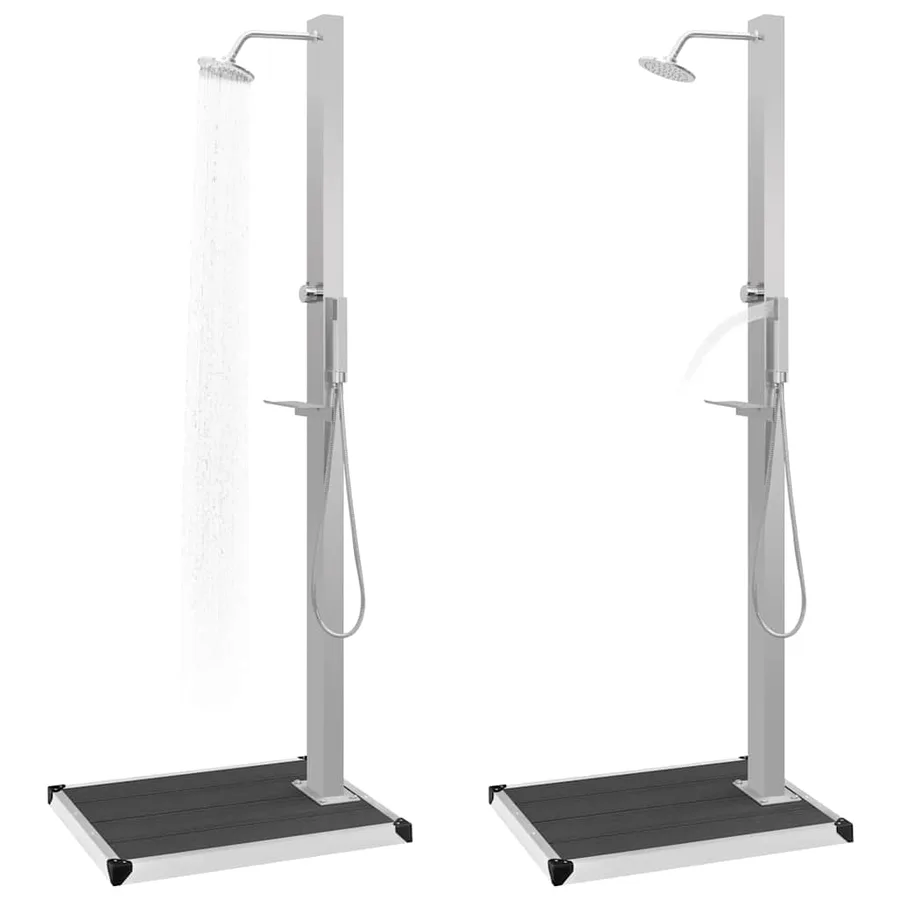 Douche d'extérieur avec receveur de douche WPC Acier inoxydable - 3