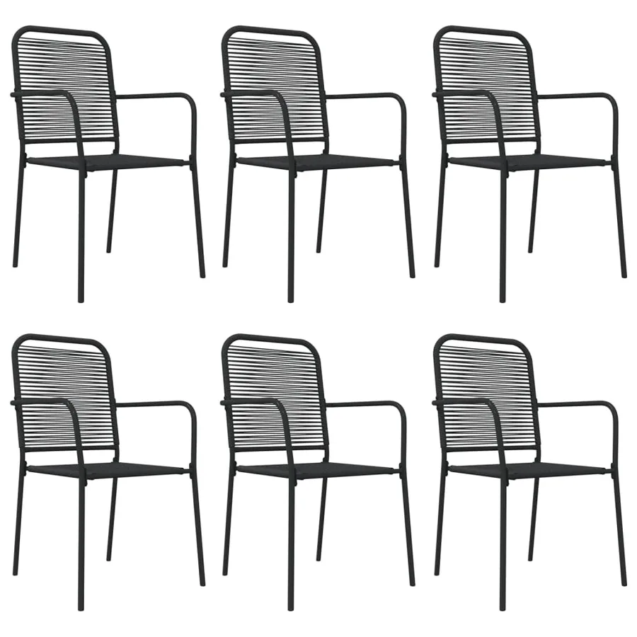 Ensemble à manger de jardin 7 pcs Noir Corde de coton et acier - 4