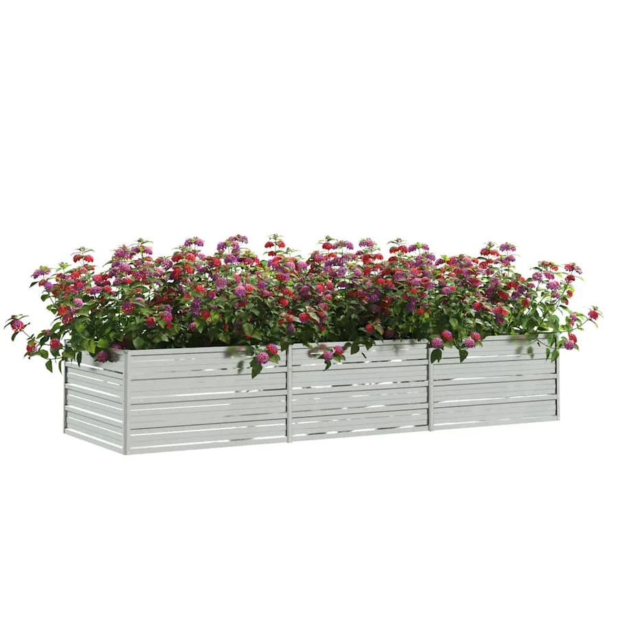 Lit surélevé de jardin 240x80x45 cm Acier galvanisé Argenté - 3