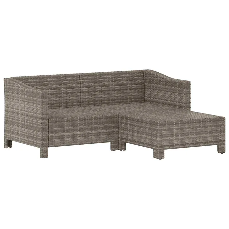 Salon de jardin 3 pcs avec coussins Gris Résine tressée - 3
