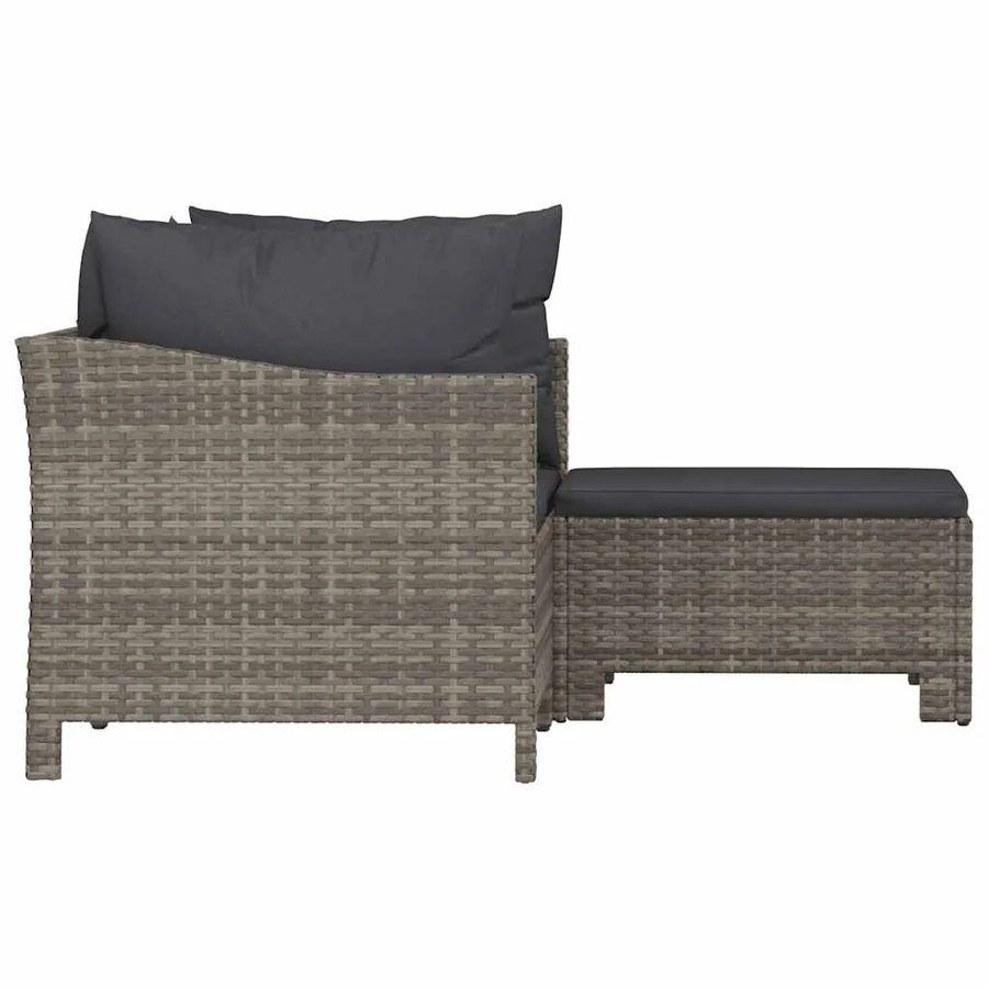 Salon de jardin 3 pcs avec coussins Gris Résine tressée - 5
