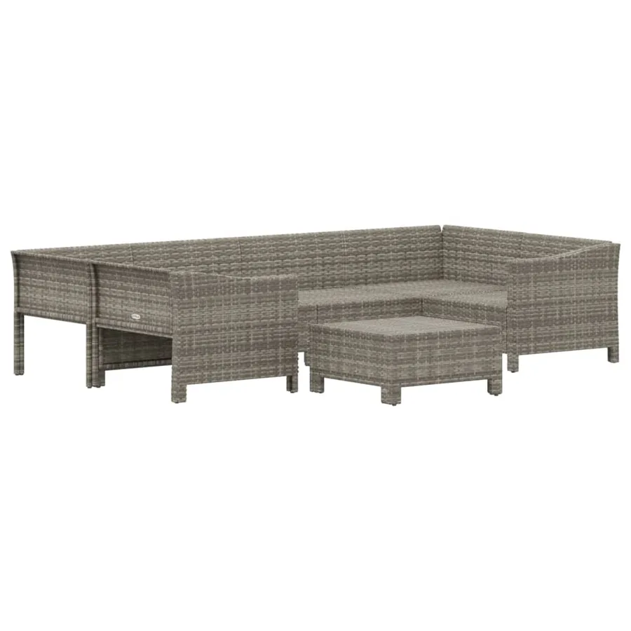 Salon de jardin 7 pcs avec coussins Gris Résine tressée - 4