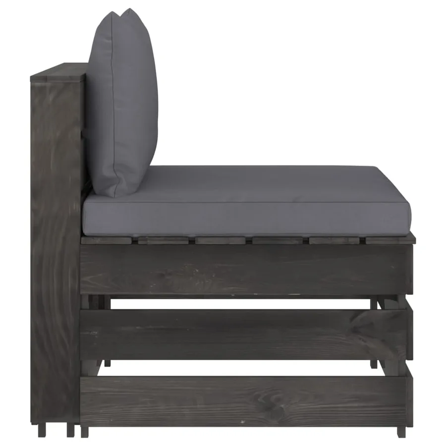 Canapé central sectionnel avec coussins Bois imprégné de gris - 2