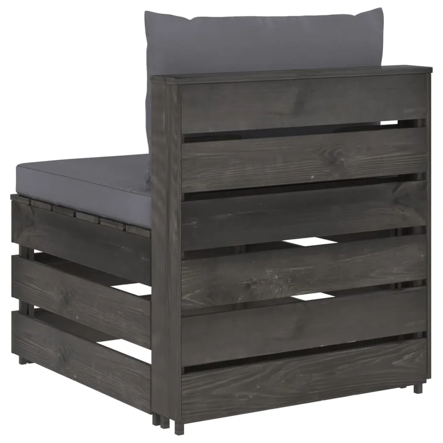 Canapé central sectionnel avec coussins Bois imprégné de gris - 3
