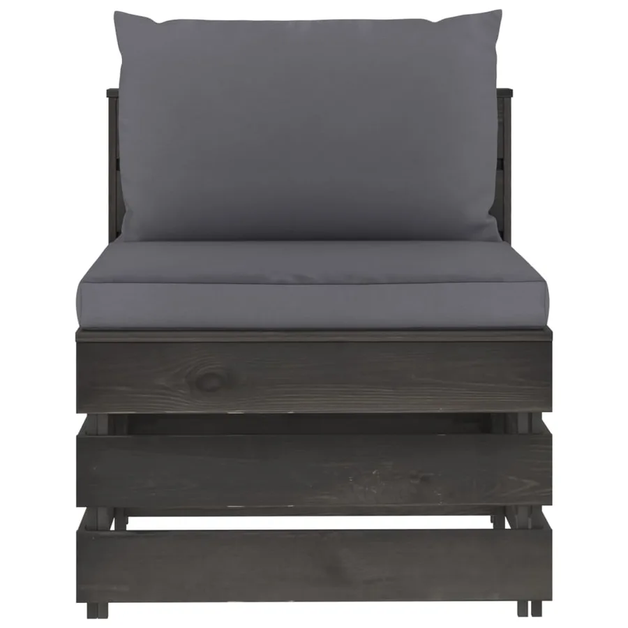 Canapé central sectionnel avec coussins Bois imprégné de gris - 4