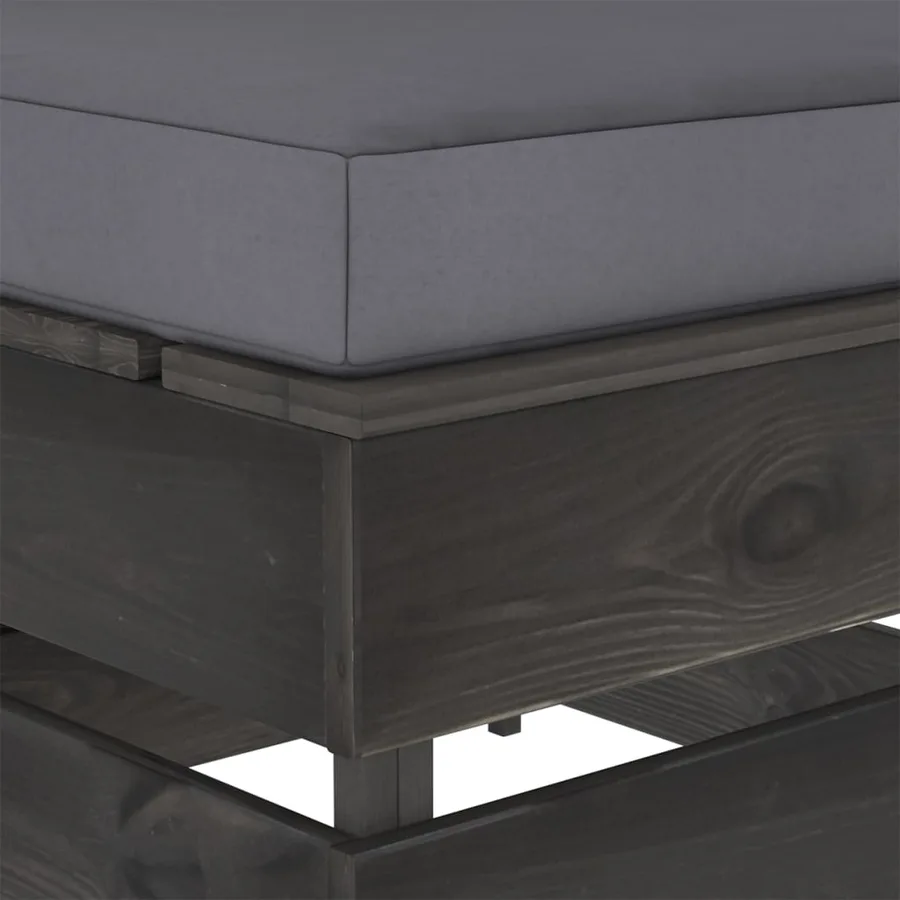 Canapé central sectionnel avec coussins Bois imprégné de gris - 5