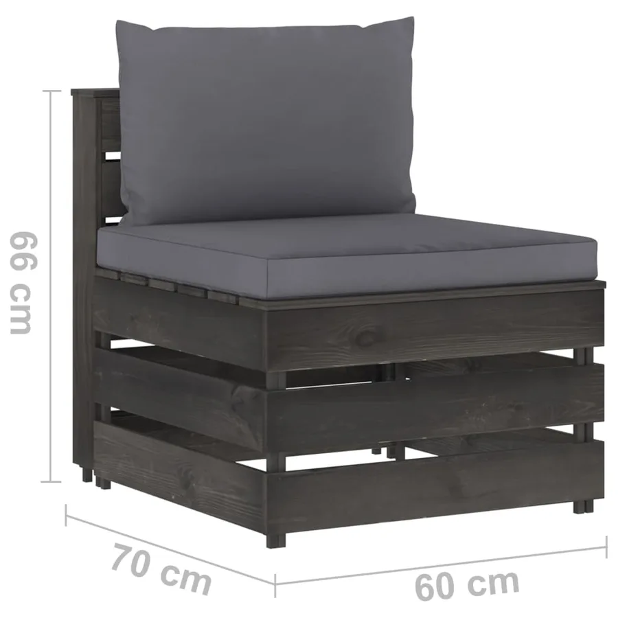 Canapé central sectionnel avec coussins Bois imprégné de gris - 6