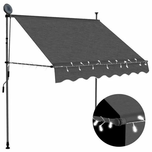 Auvent manuel rétractable avec LED 200 cm Anthracite