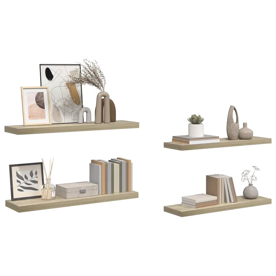 Étagères murales flottantes 4 pcs chêne 90x23,5x3,8 cm MDF - 5