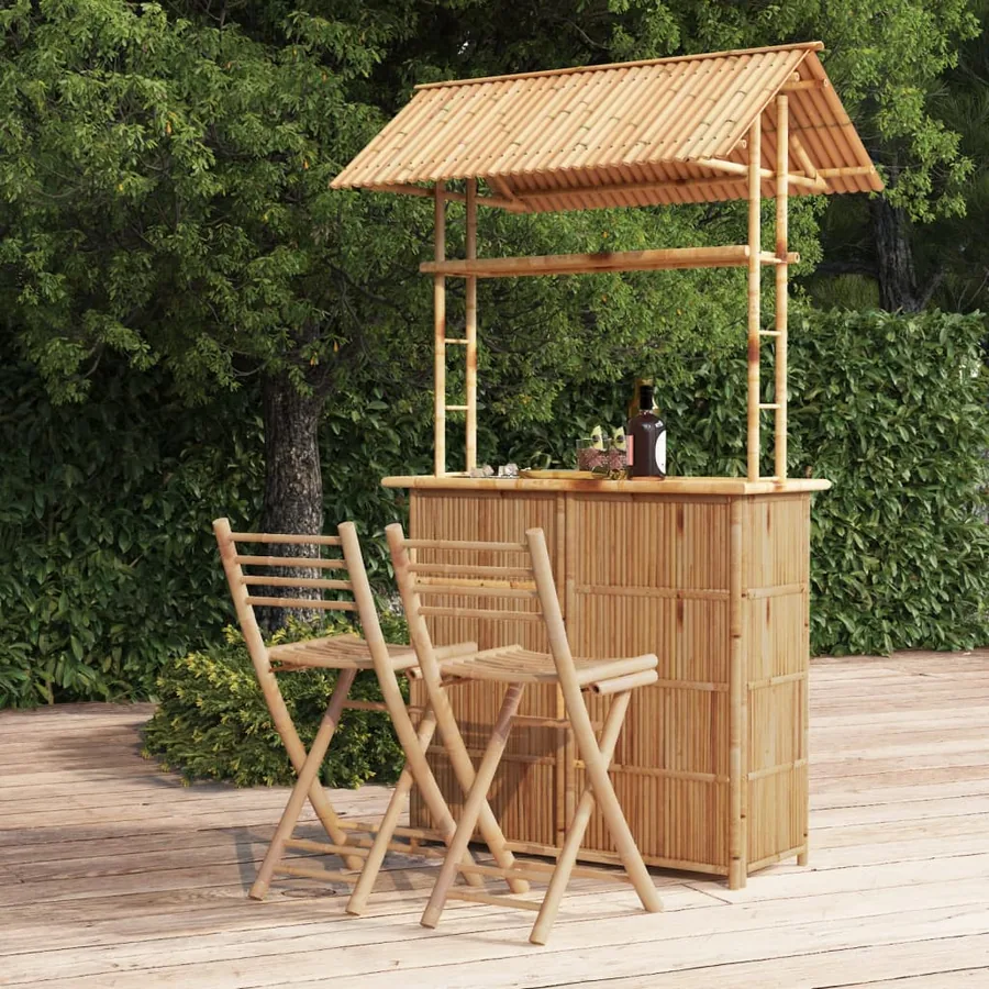 Mobilier de bar 3 pcs Bambou