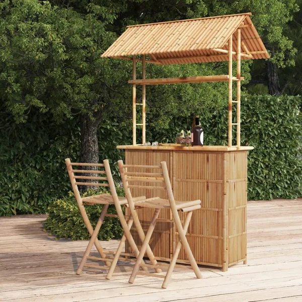 Mobilier de bar 3 pcs Bambou