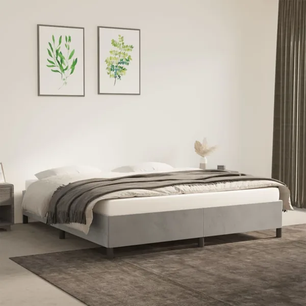 Cadre de lit sans matelas gris clair 180x200 cm velours