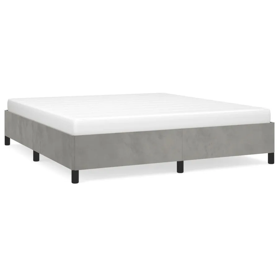 Cadre de lit sans matelas gris clair 180x200 cm velours - 2