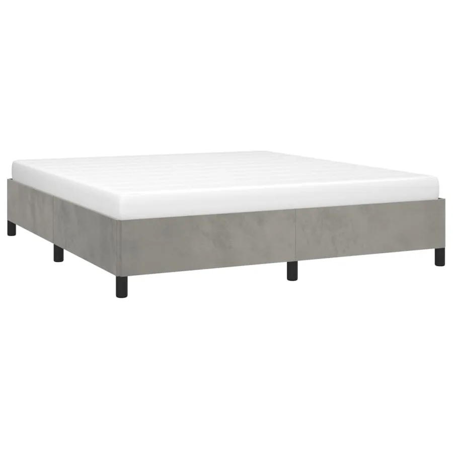 Cadre de lit sans matelas gris clair 180x200 cm velours - 3