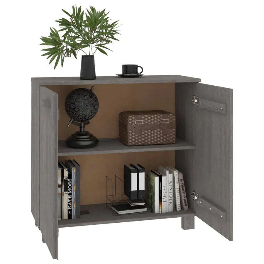 Buffet HAMAR Gris clair 85x35x80 cm Bois massif de pin - 6