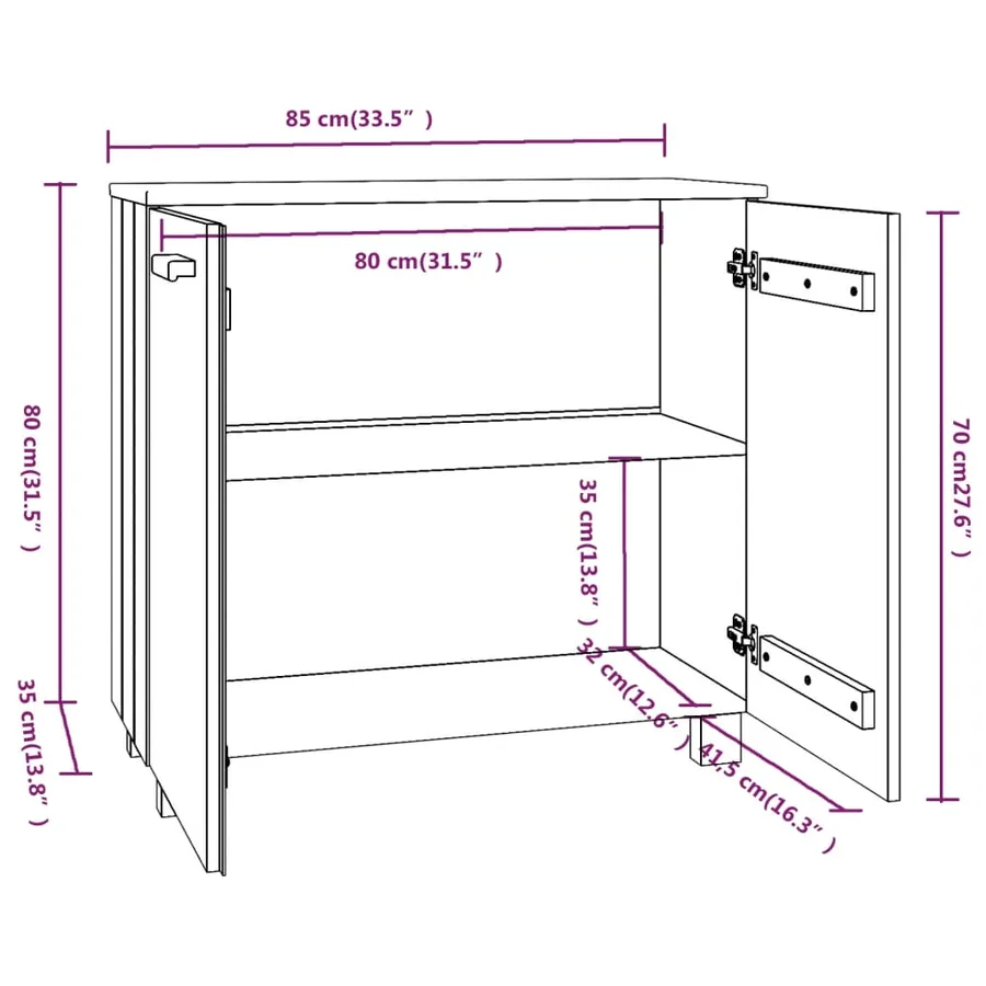 Buffet HAMAR Gris clair 85x35x80 cm Bois massif de pin - 9