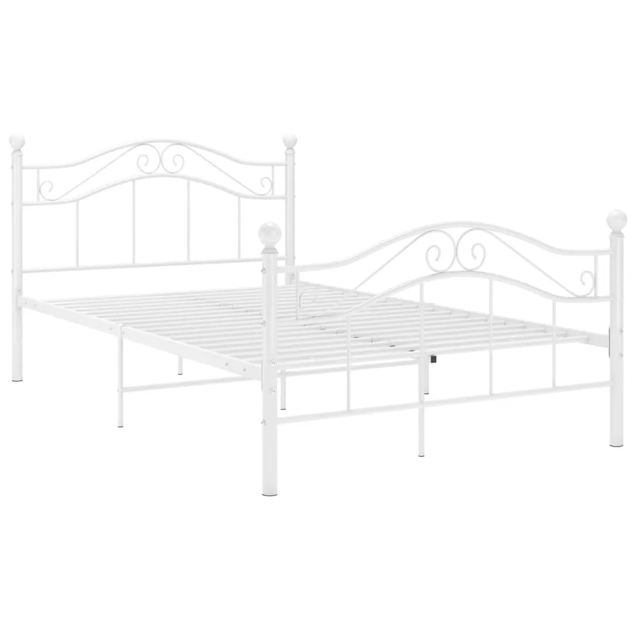 Cadre de lit sans matelas blanc métal 120x200 cm - 2