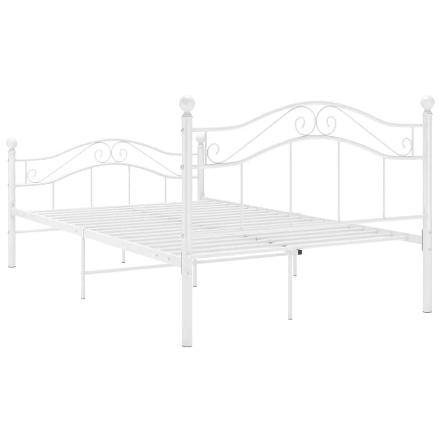 Cadre de lit sans matelas blanc métal 120x200 cm - 5