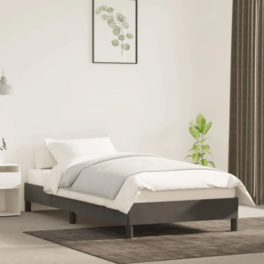 Cadre de lit sans matelas gris foncé 100x200 cm velours