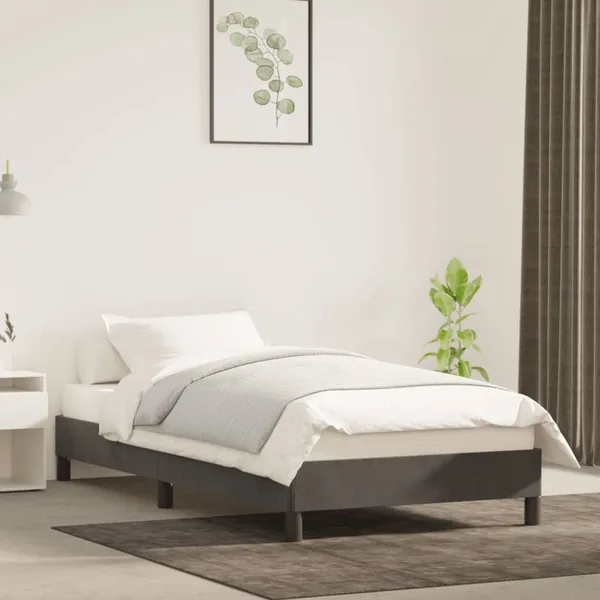 Cadre de lit sans matelas gris foncé 100x200 cm velours