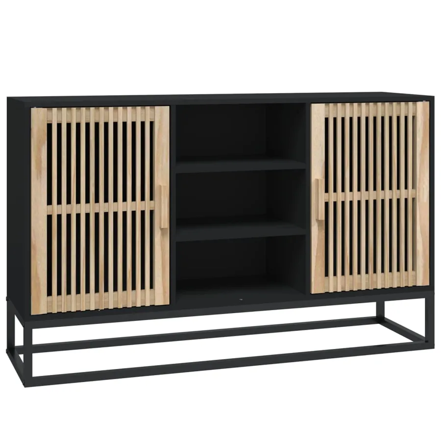 Buffet noir 105x30x65 cm bois d'ingénierie - 2