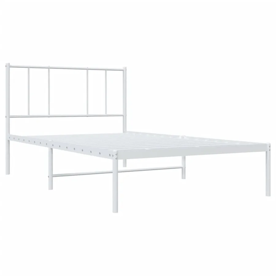 Cadre de lit métal sans matelas avec tête de lit blanc 90x200cm - 3