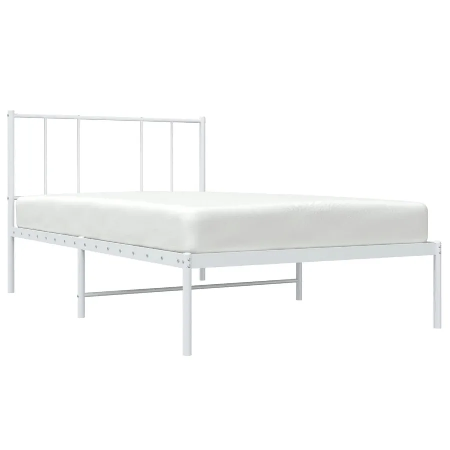 Cadre de lit métal sans matelas avec tête de lit blanc 90x200cm - 5