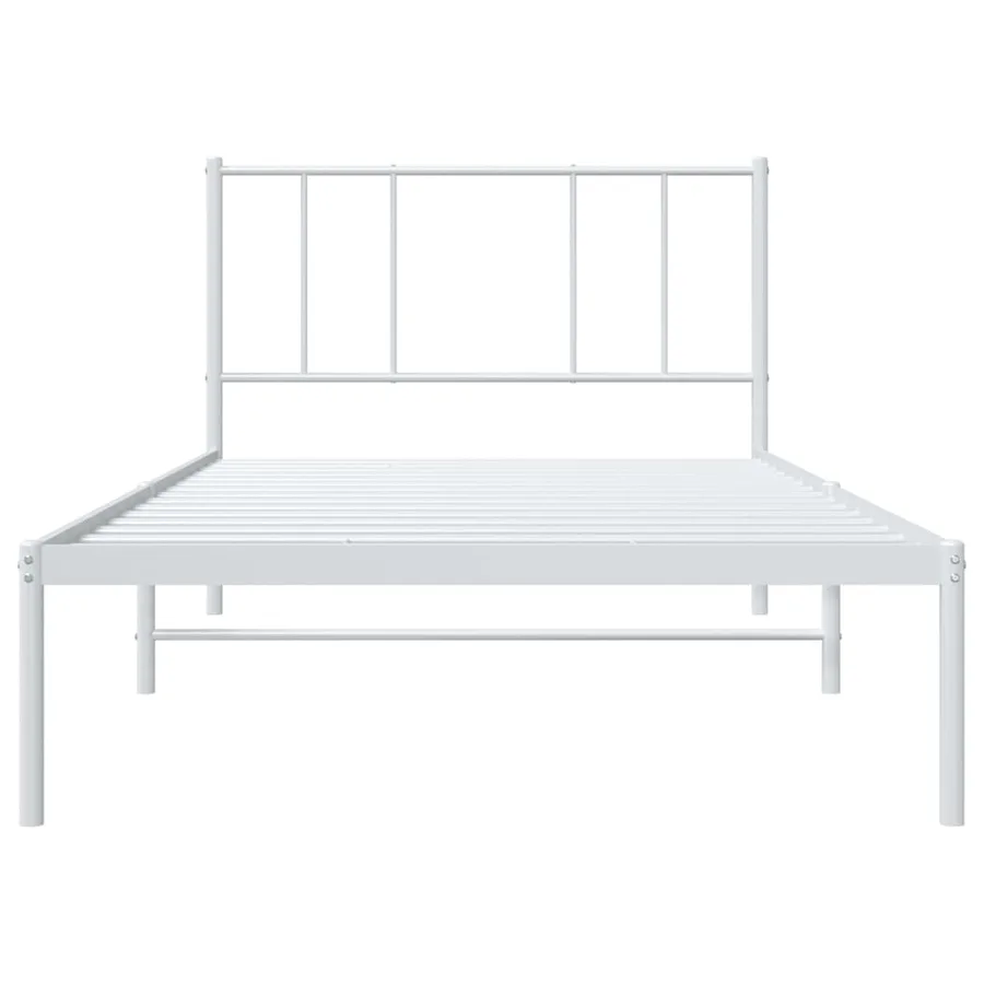 Cadre de lit métal sans matelas avec tête de lit blanc 90x200cm - 6