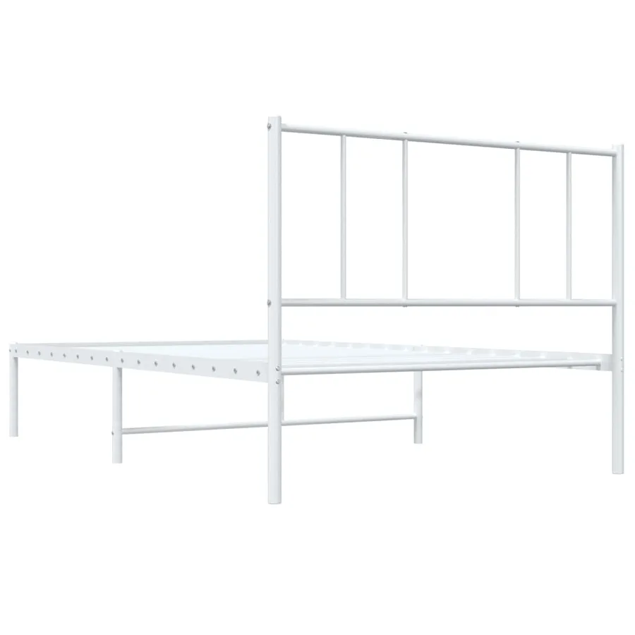 Cadre de lit métal sans matelas avec tête de lit blanc 90x200cm - 8