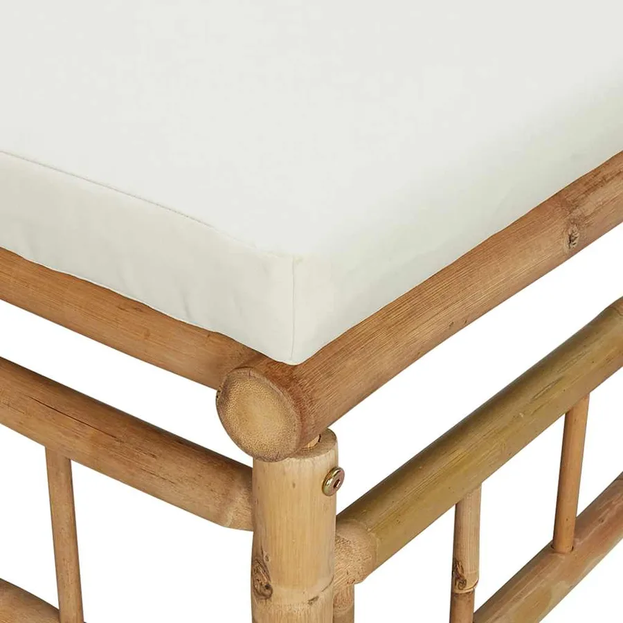 Salon de jardin 2 pcs avec coussins blanc crème bambou - 8