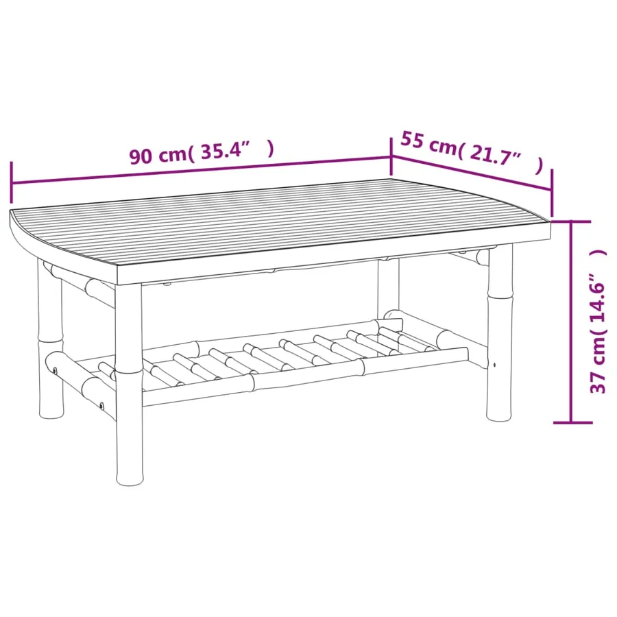 Table basse de jardin 90x55x37 cm bambou - 7