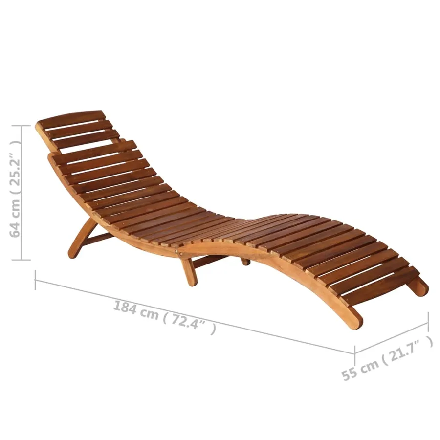 Chaise longue avec table à thé 3 pcs Bois d'acacia massif - 11
