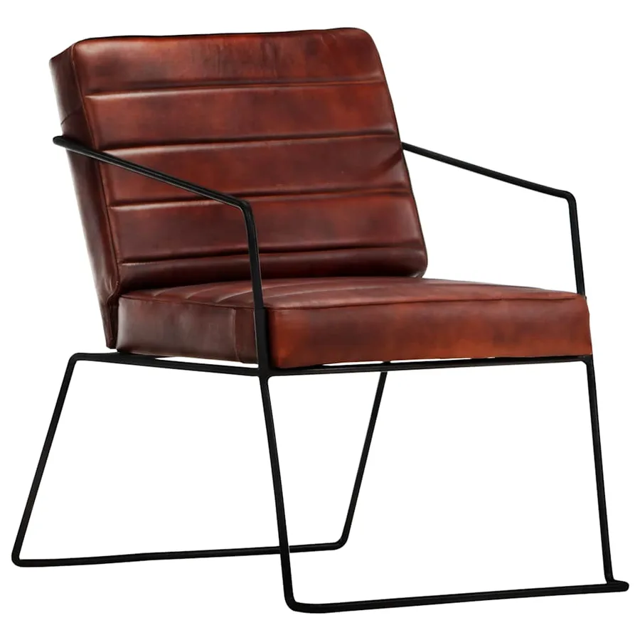 Fauteuil Marron foncé Cuir véritable - 10