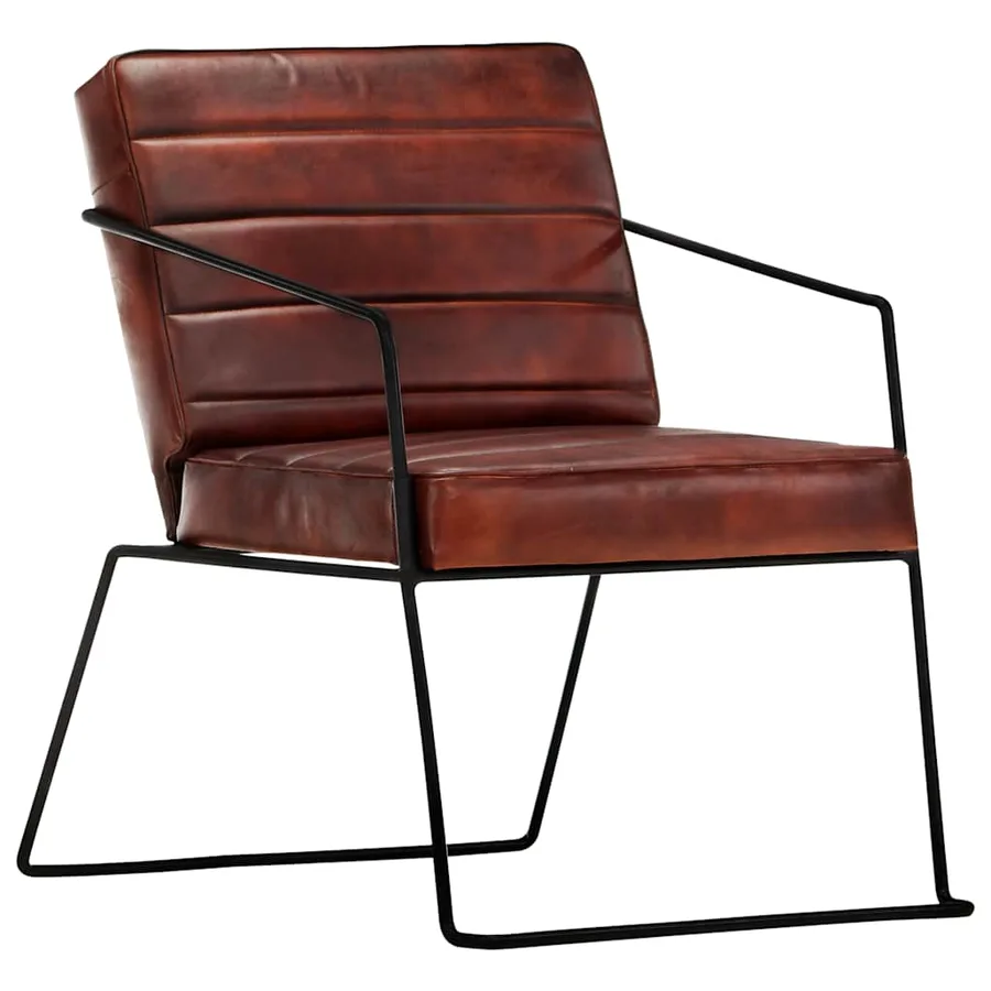 Fauteuil Marron foncé Cuir véritable - 12