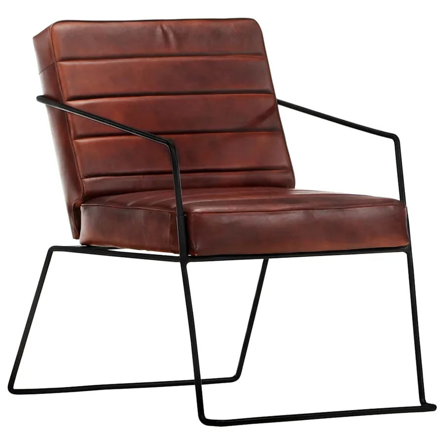 Fauteuil Marron foncé Cuir véritable - 13