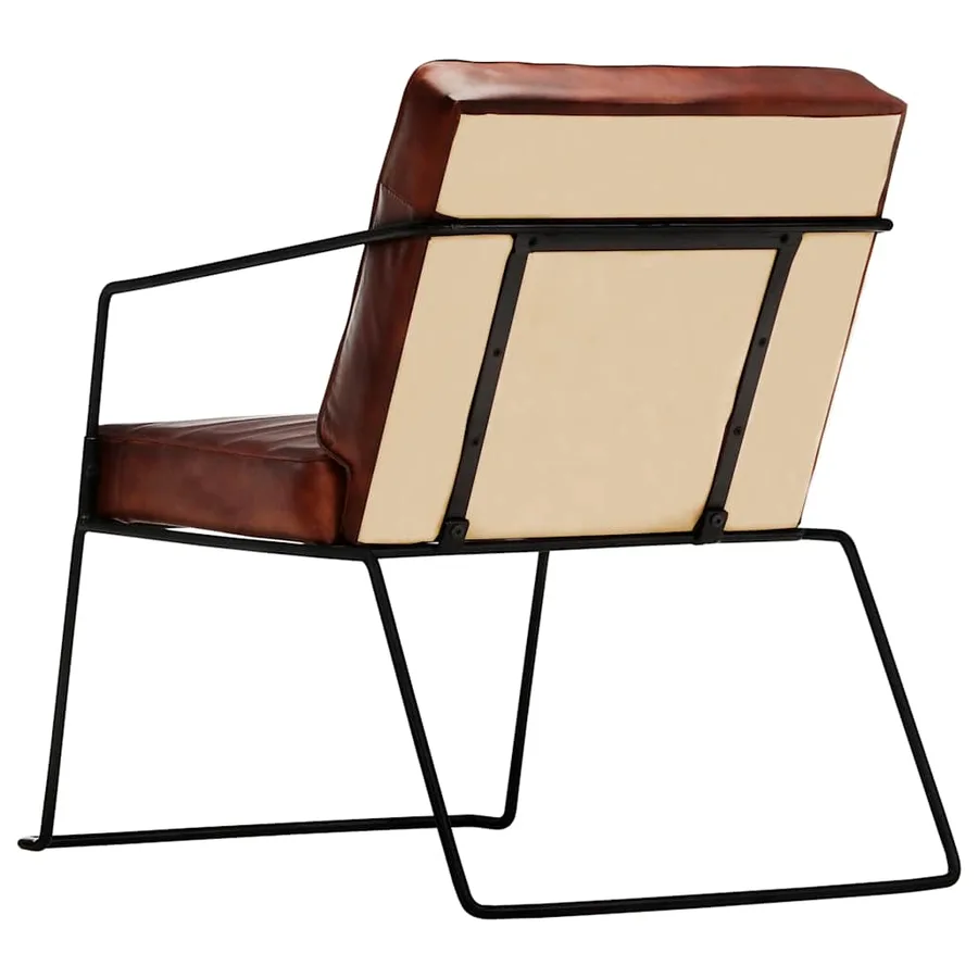 Fauteuil Marron foncé Cuir véritable - 3