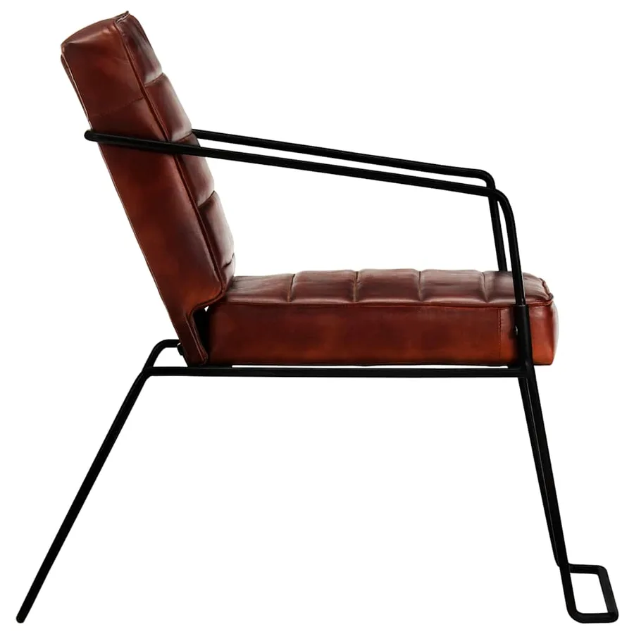 Fauteuil Marron foncé Cuir véritable - 4