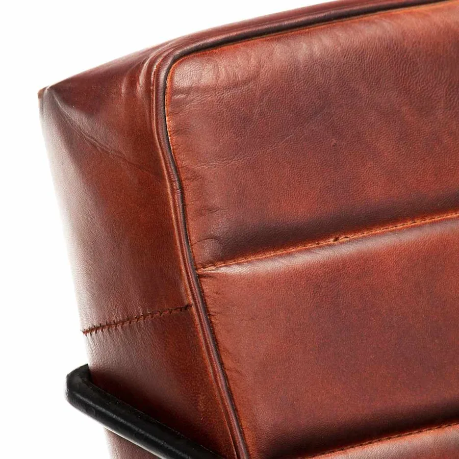 Fauteuil Marron foncé Cuir véritable - 5